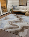 Vaelain Brown Washable Indoor-Outdoor Rug