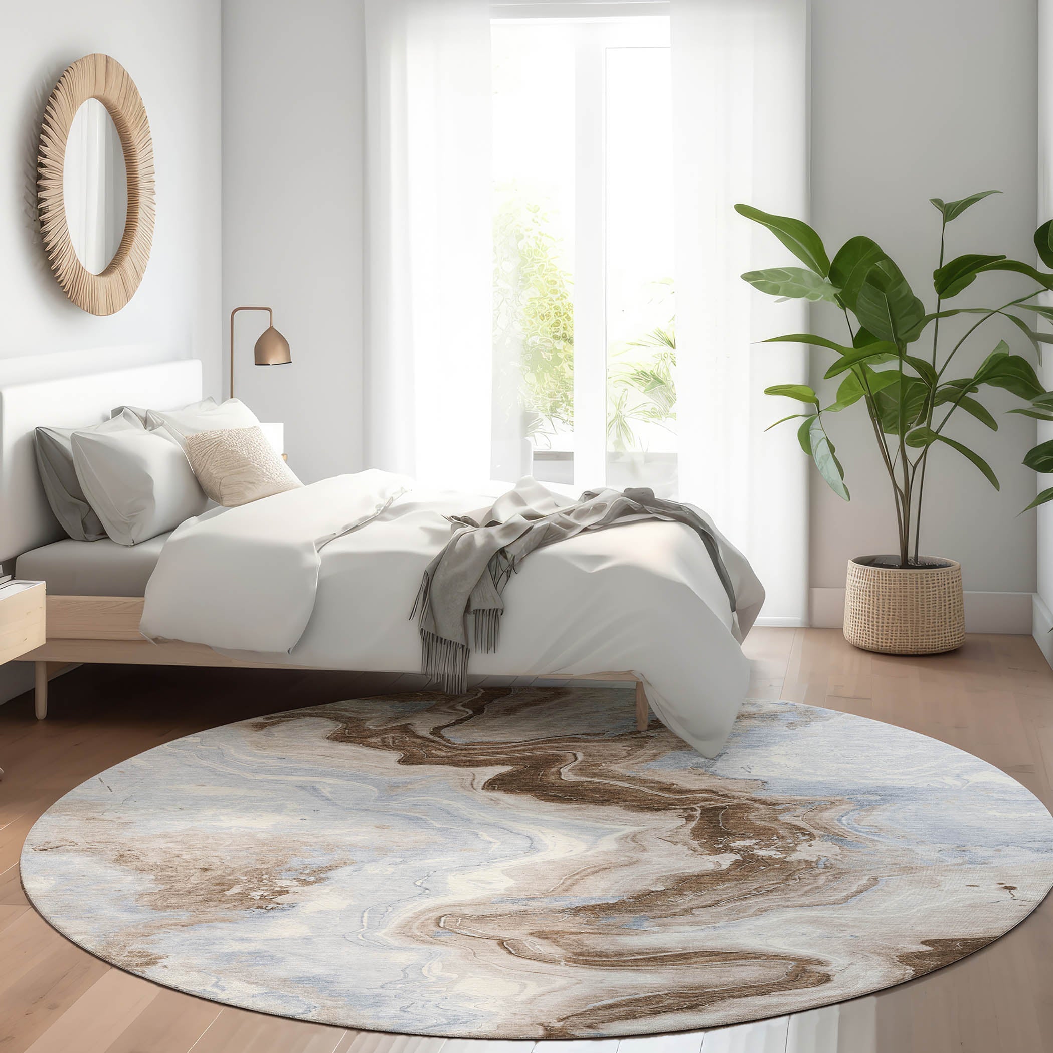 Vaelain Brown Washable Indoor-Outdoor Rug
