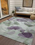 Vaelanor Green Washable Indoor-Outdoor Rug