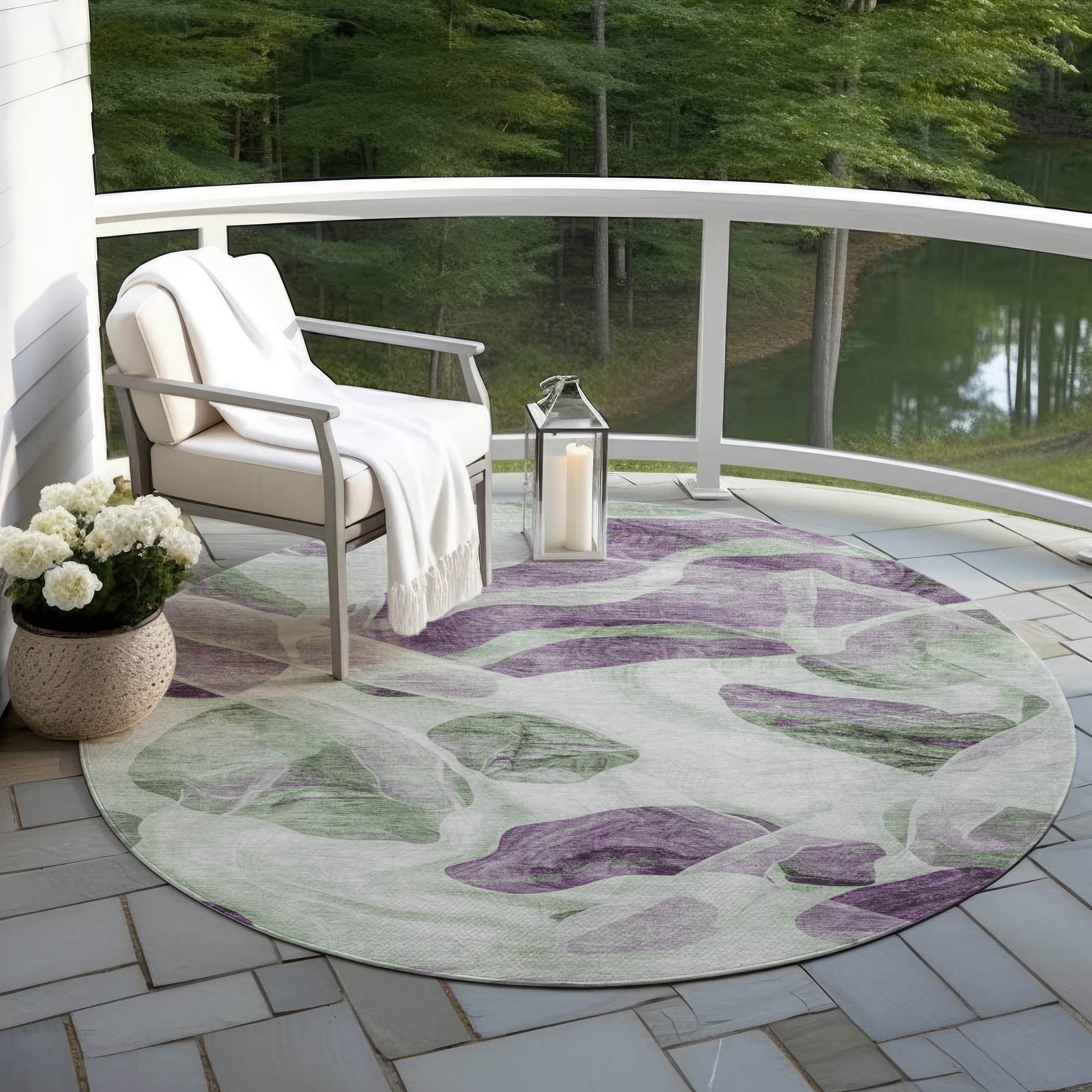 Vaelanor Green Washable Indoor-Outdoor Rug