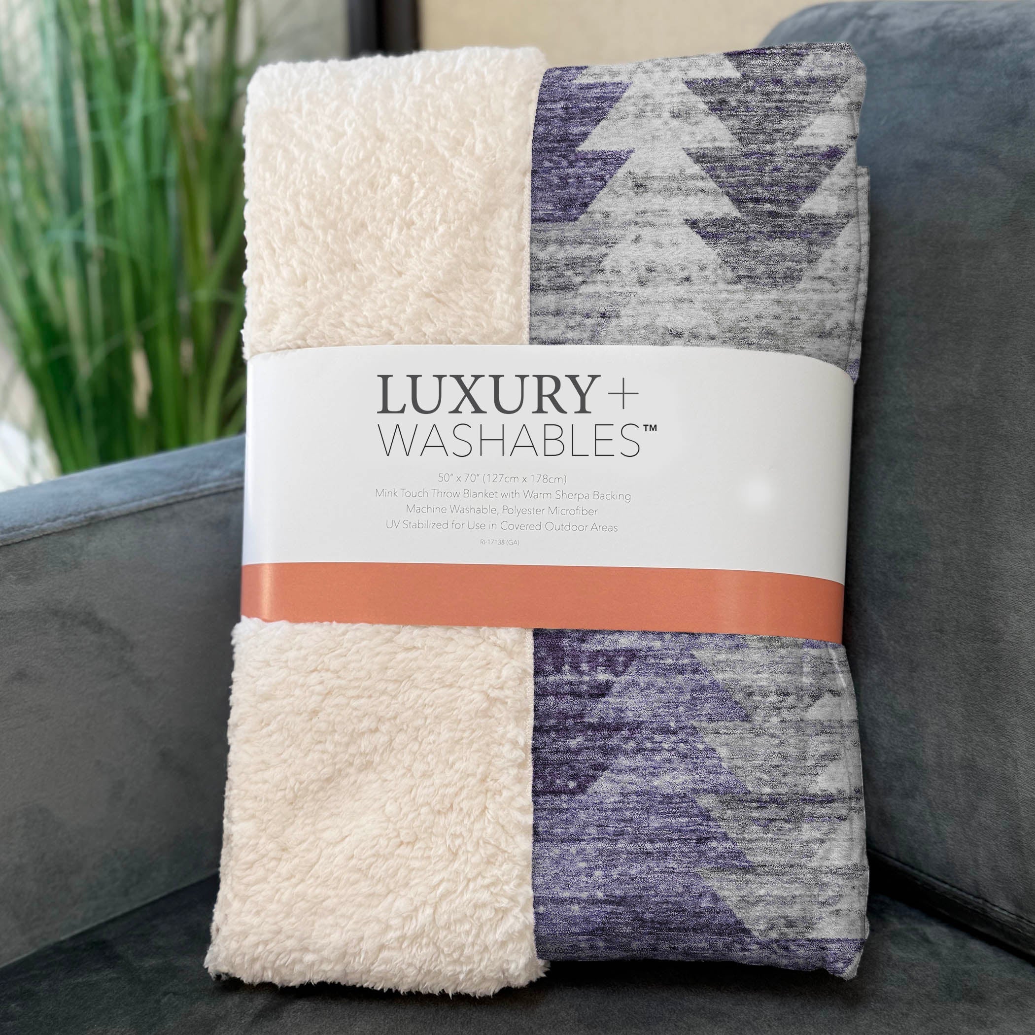 Addison Rugs Angled Checks Purple Washable Indoor-Outdoor Rug