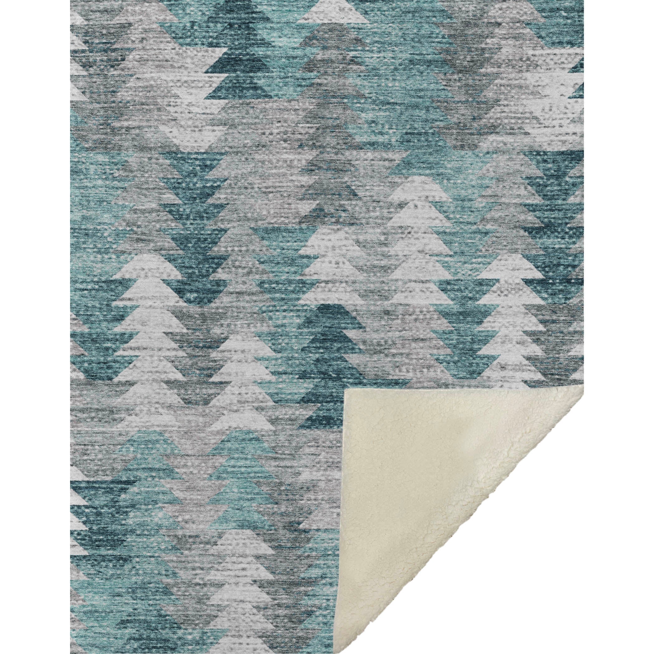 Angled Checks Teal Washable Indoor-Outdoor Rug