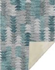 Angled Checks Teal Washable Indoor-Outdoor Rug
