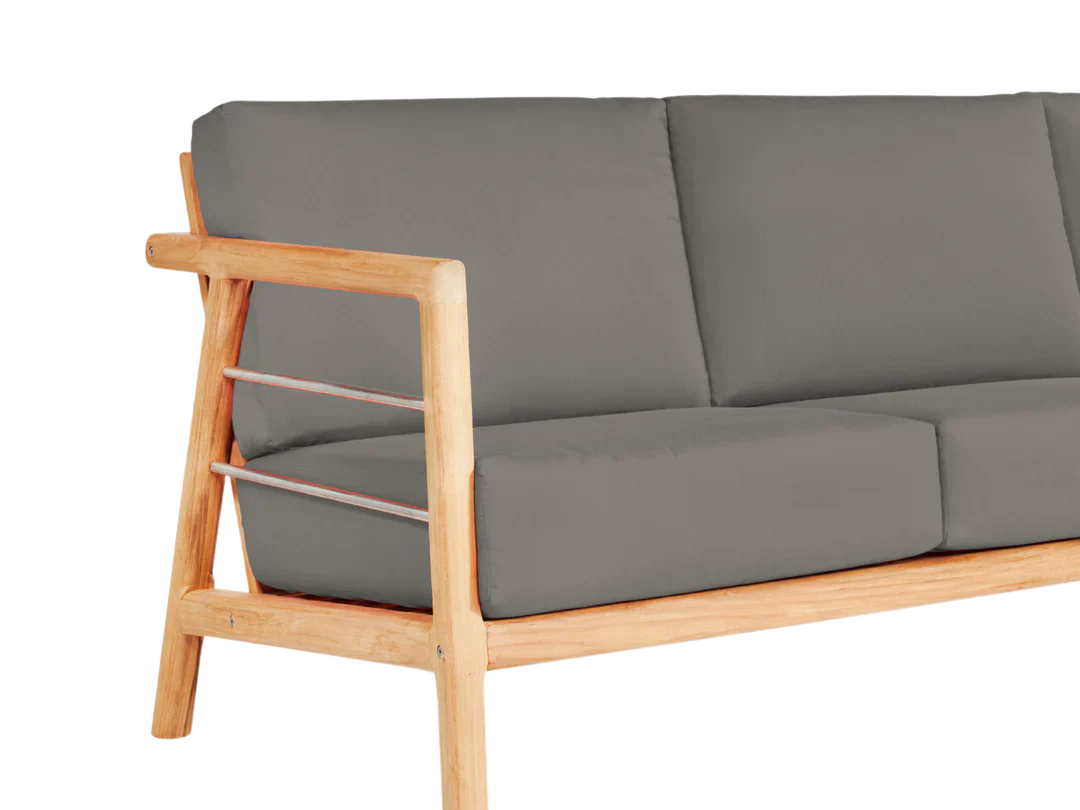 HiTeak Aalto 86-inch Teak Deep Outdoor Couch Sunbrella Cushion