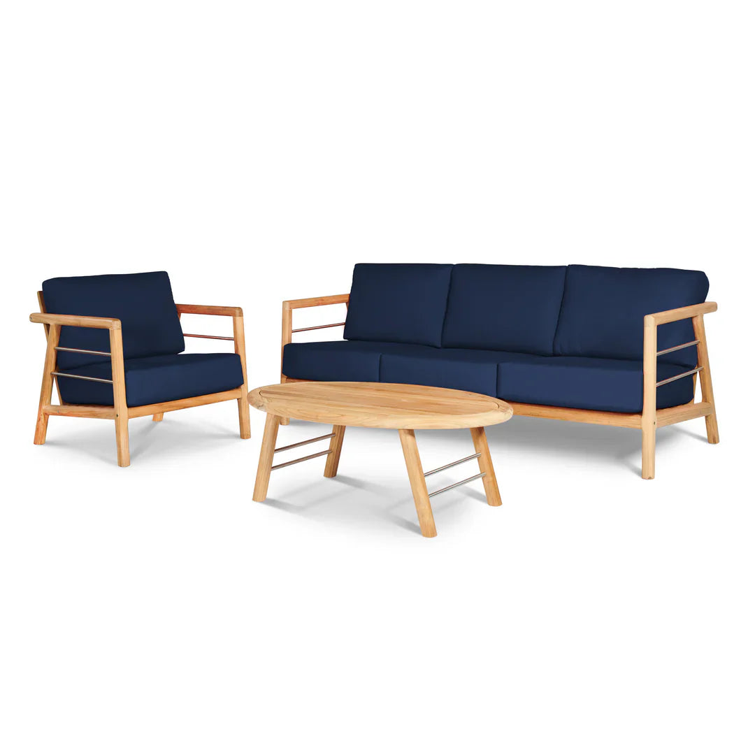 HiTeak Aalto 86-inch Teak Deep Outdoor Couch Sunbrella Cushion