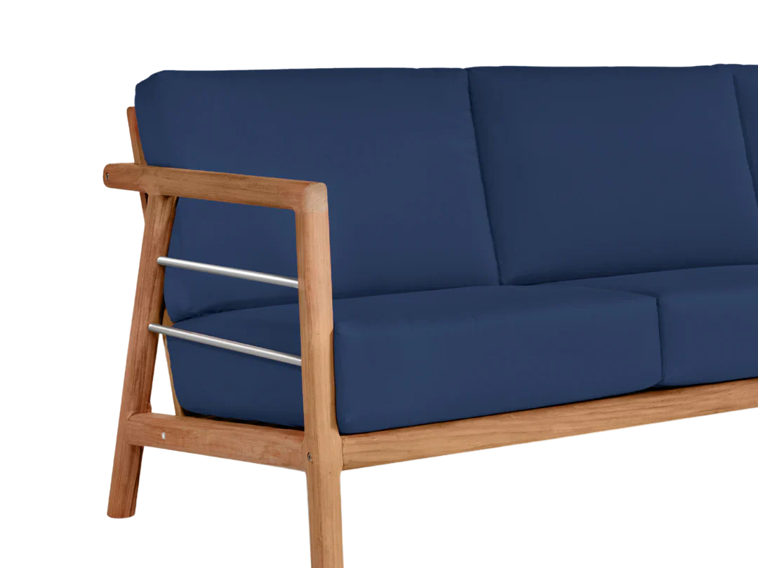 HiTeak Aalto 86-inch Teak Deep Outdoor Couch Sunbrella Cushion