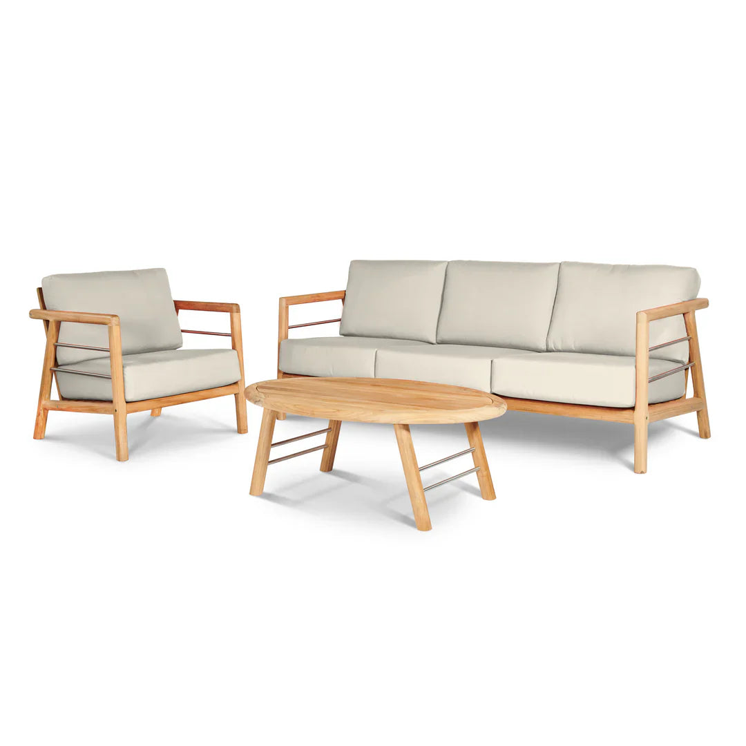HiTeak Aalto 86-inch Teak Deep Outdoor Couch Sunbrella Cushion