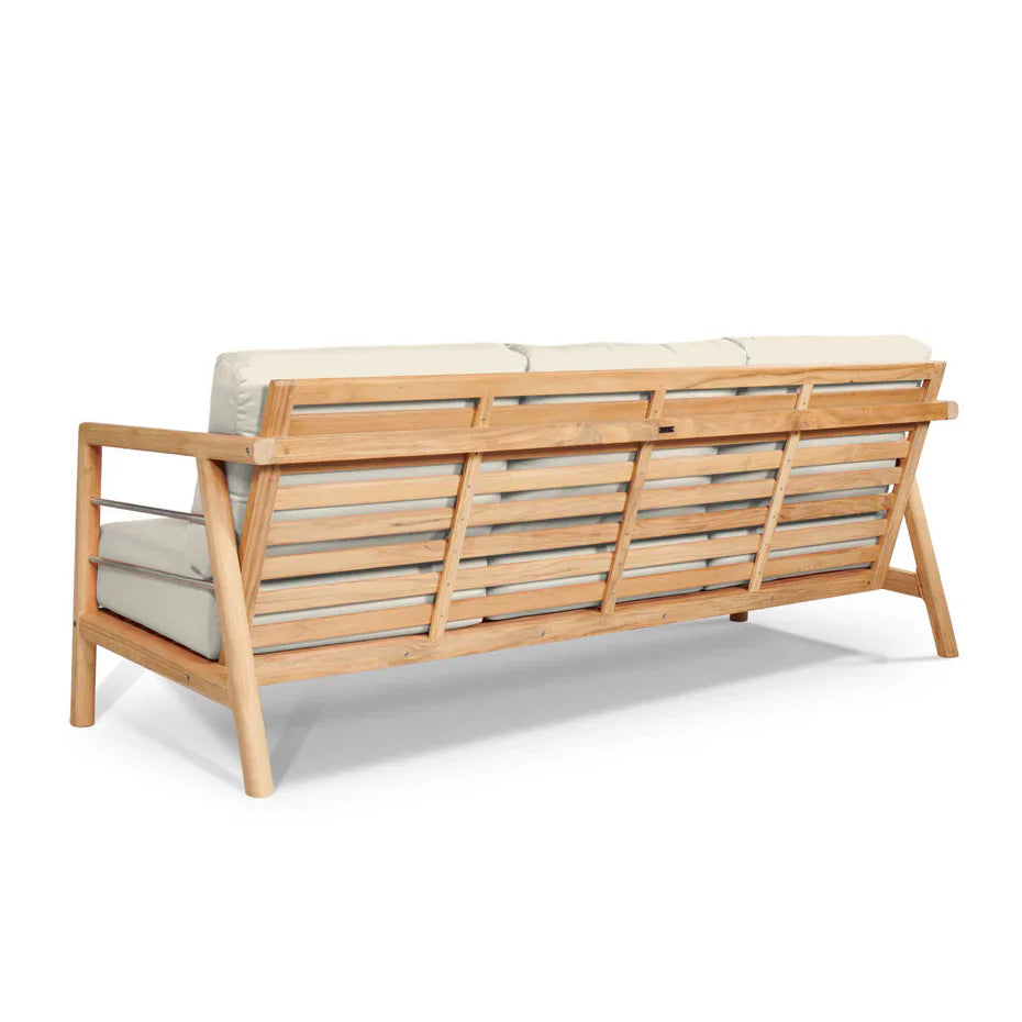 HiTeak Aalto 86-inch Teak Deep Outdoor Couch Sunbrella Cushion