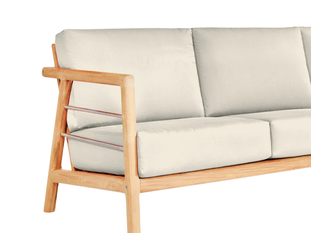 HiTeak Aalto 86-inch Teak Deep Outdoor Couch Sunbrella Cushion