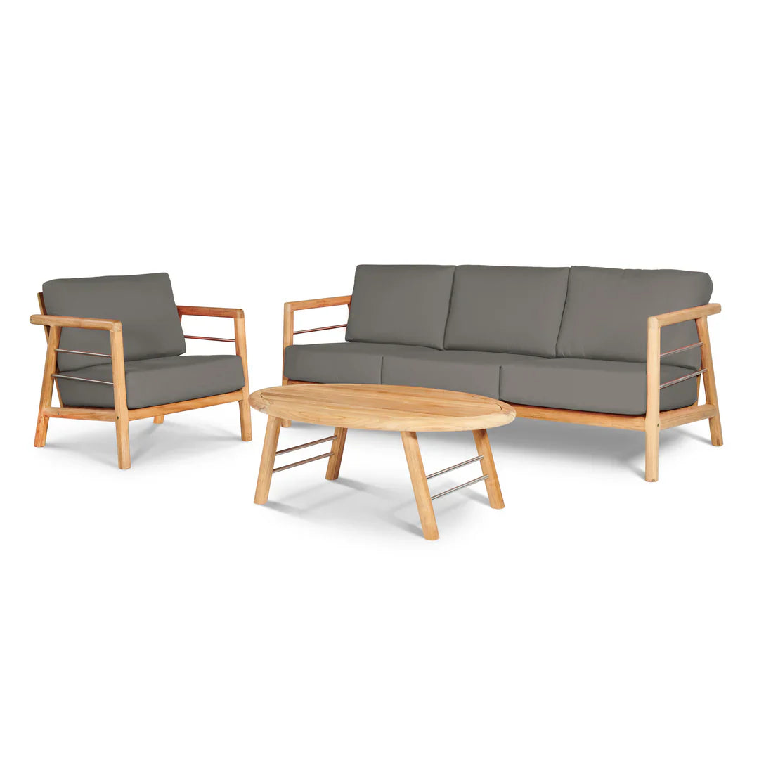 HiTeak Aalto 86-inch Teak Deep Outdoor Couch Sunbrella Cushion