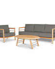 HiTeak Aalto 86-inch Teak Deep Outdoor Couch Sunbrella Cushion