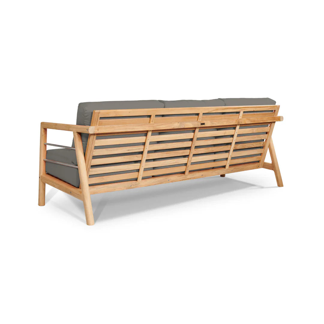 HiTeak Aalto 86-inch Teak Deep Outdoor Couch Sunbrella Cushion