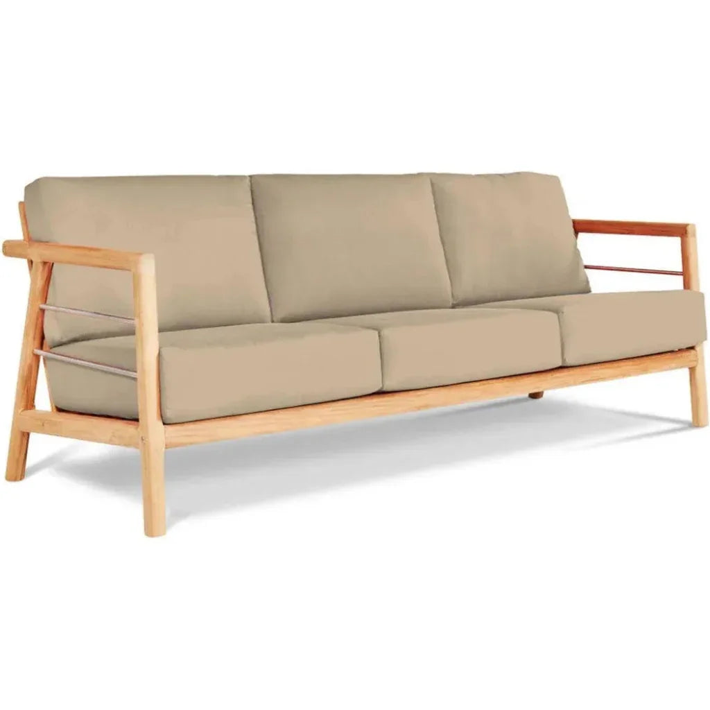 HiTeak Aalto 86-inch Teak Deep Outdoor Couch Sunbrella Cushion