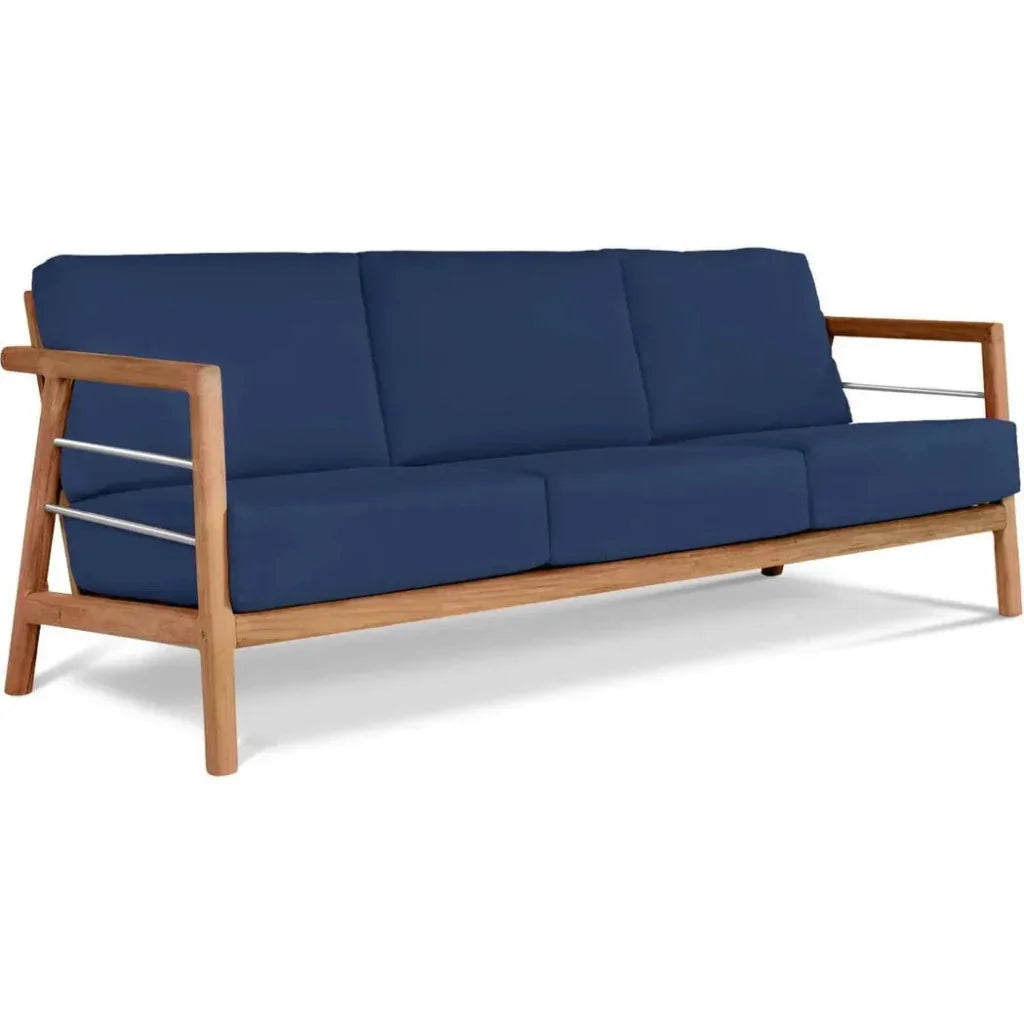 HiTeak Aalto 86-inch Teak Deep Outdoor Couch Sunbrella Cushion