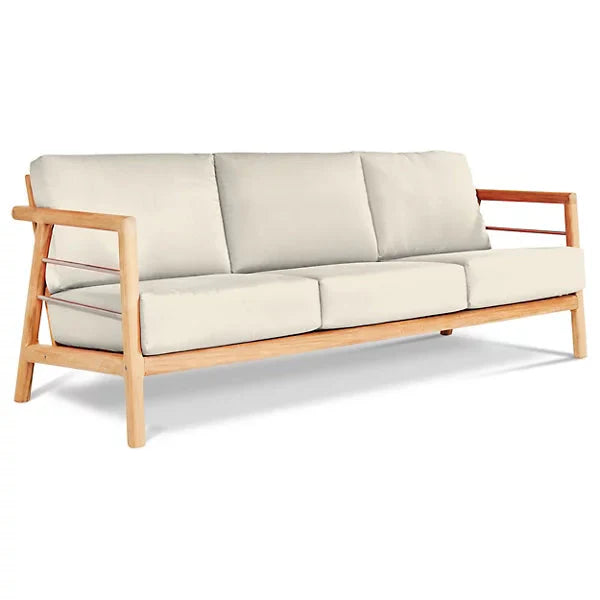 Aalto 86-inch Teak Deep Seating Outdoor Sofa with Sunbrella Cushion-Outdoor Sofas &amp; Loveseats-HiTeak-Canvas-LOOMLAN