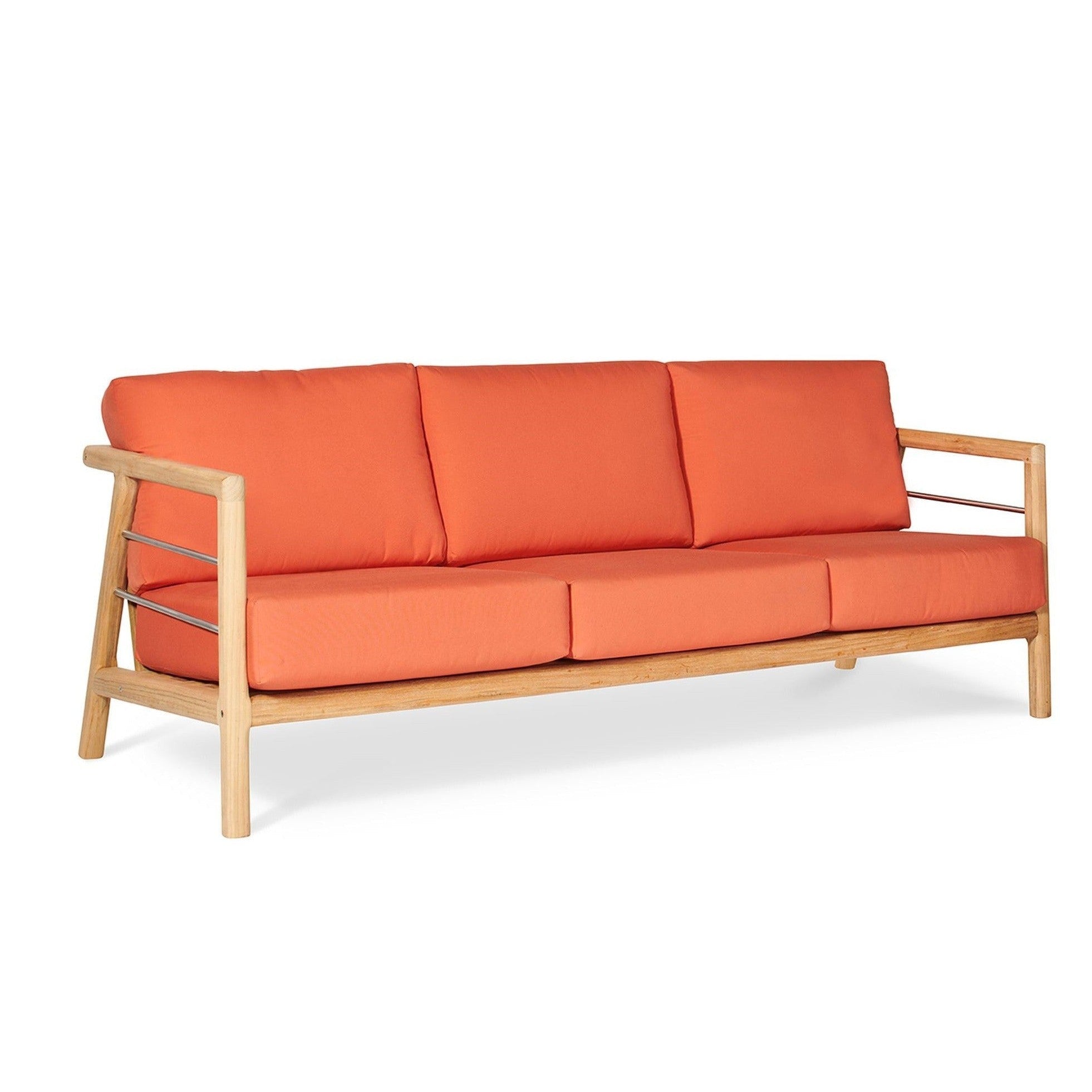 Aalto 86-inch Teak Deep Seating Outdoor Sofa with Sunbrella Cushion-Outdoor Sofas &amp; Loveseats-HiTeak-Melon-LOOMLAN