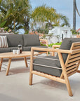 HiTeak Aalto Teak Patio Deep Sofa Set with Sunbrella 4PC