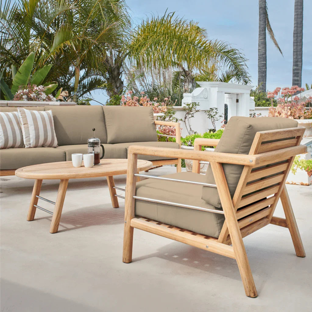 HiTeak Aalto Teak Patio Deep Sofa Set with Sunbrella 4PC