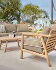 HiTeak Aalto Teak Patio Deep Sofa Set with Sunbrella 4PC