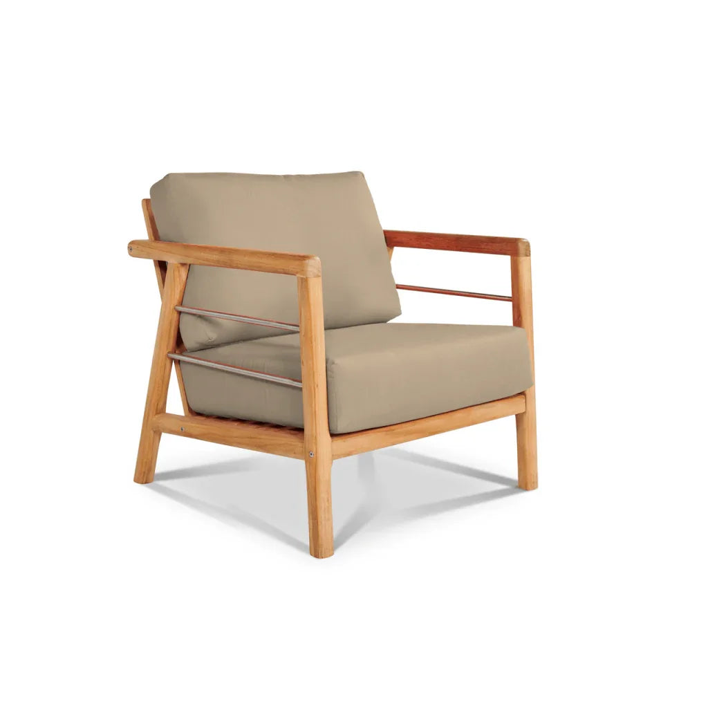 HiTeak Aalto Teak Patio Deep Sofa Set with Sunbrella 4PC