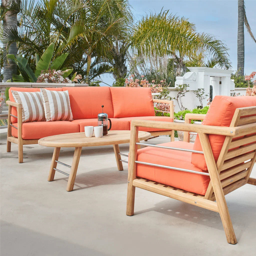 HiTeak Aalto Teak Patio Deep Sofa Set with Sunbrella 4PC