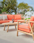 HiTeak Aalto Teak Patio Deep Sofa Set with Sunbrella 4PC