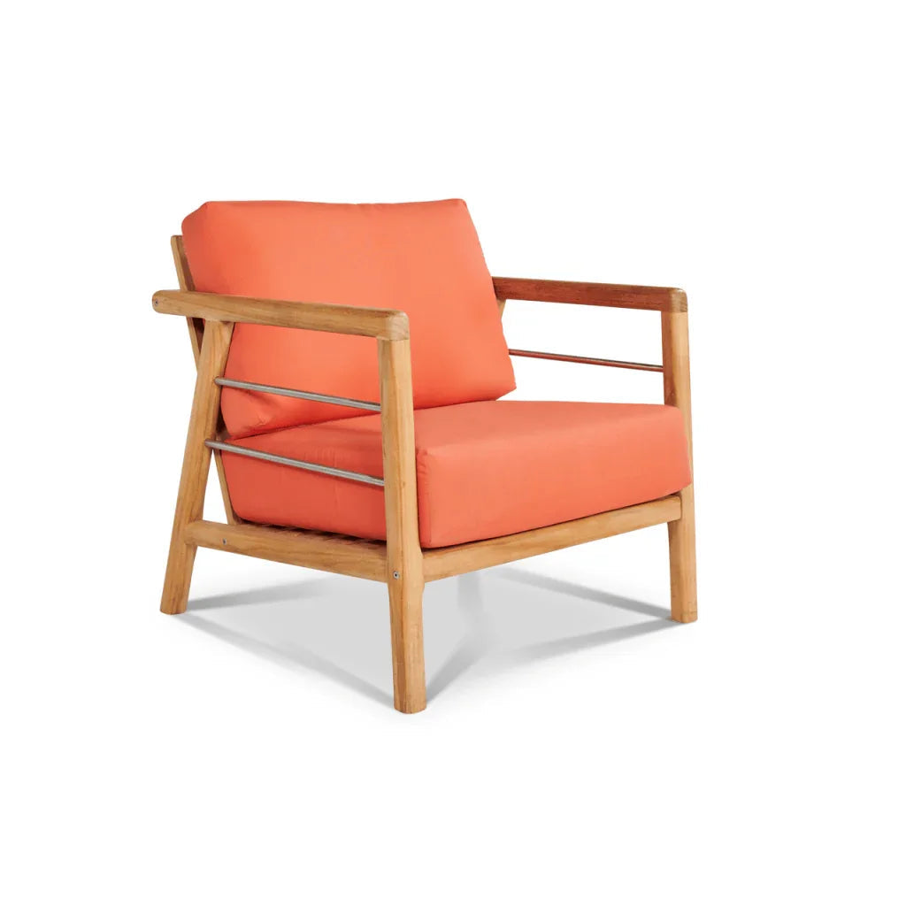 HiTeak Aalto Teak Patio Deep Sofa Set with Sunbrella 4PC