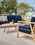HiTeak Aalto Teak Patio Deep Sofa Set with Sunbrella 4PC