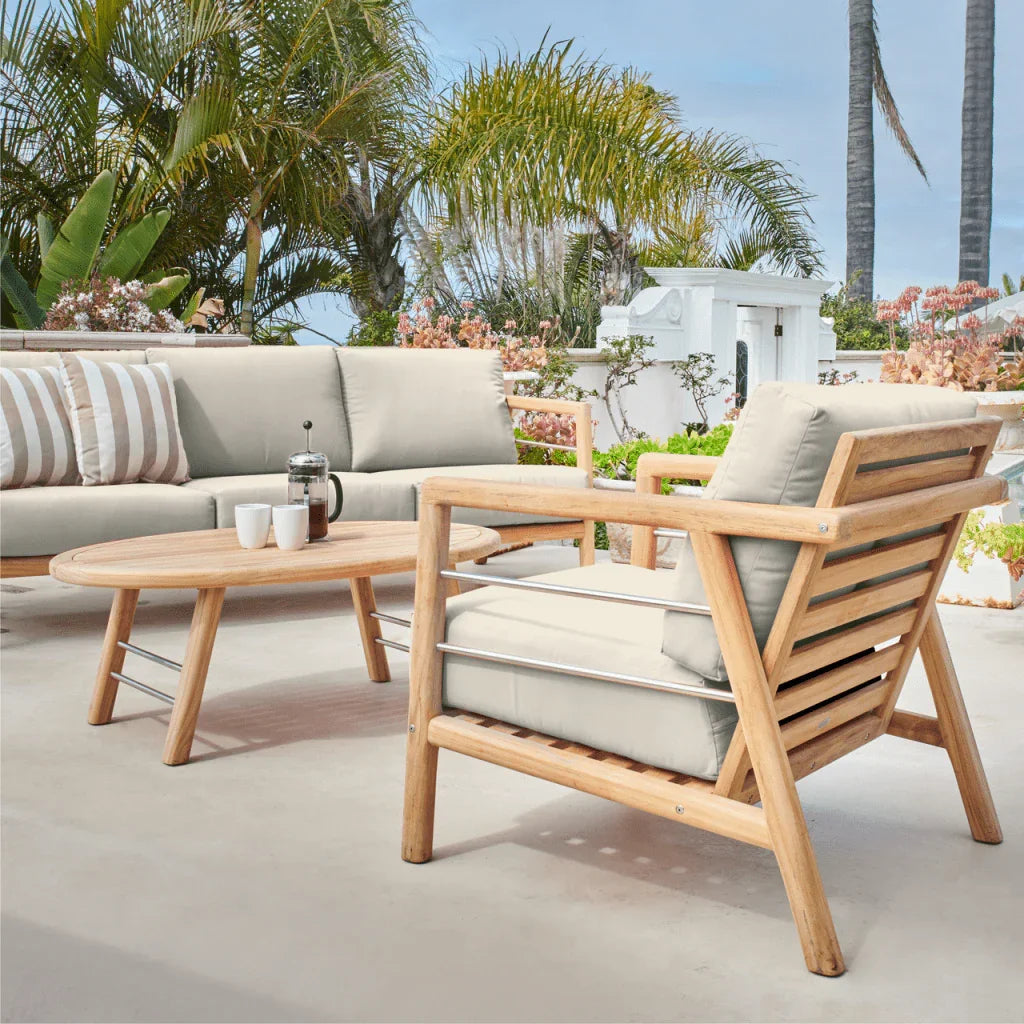 HiTeak Aalto Teak Patio Deep Sofa Set with Sunbrella 4PC