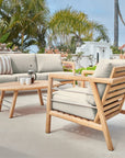HiTeak Aalto Teak Patio Deep Sofa Set with Sunbrella 4PC