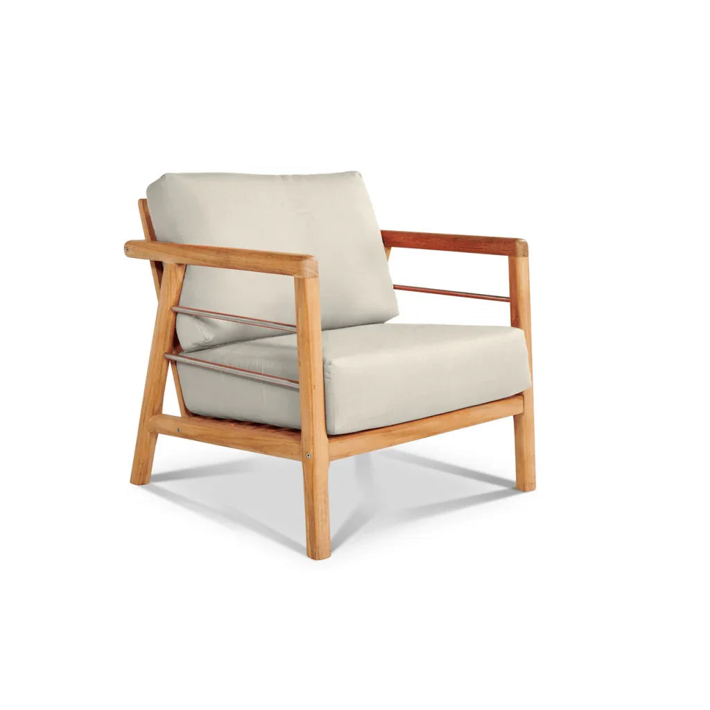 HiTeak Aalto Teak Patio Deep Sofa Set with Sunbrella 4PC