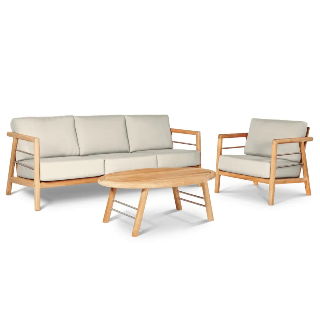 HiTeak Aalto Teak Patio Deep Sofa Set with Sunbrella 4PC