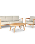 HiTeak Aalto Teak Patio Deep Sofa Set with Sunbrella 4PC