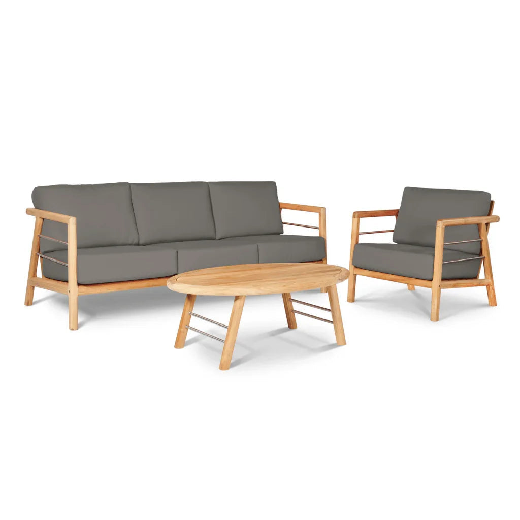 HiTeak Aalto Teak Patio Deep Sofa Set with Sunbrella 4PC