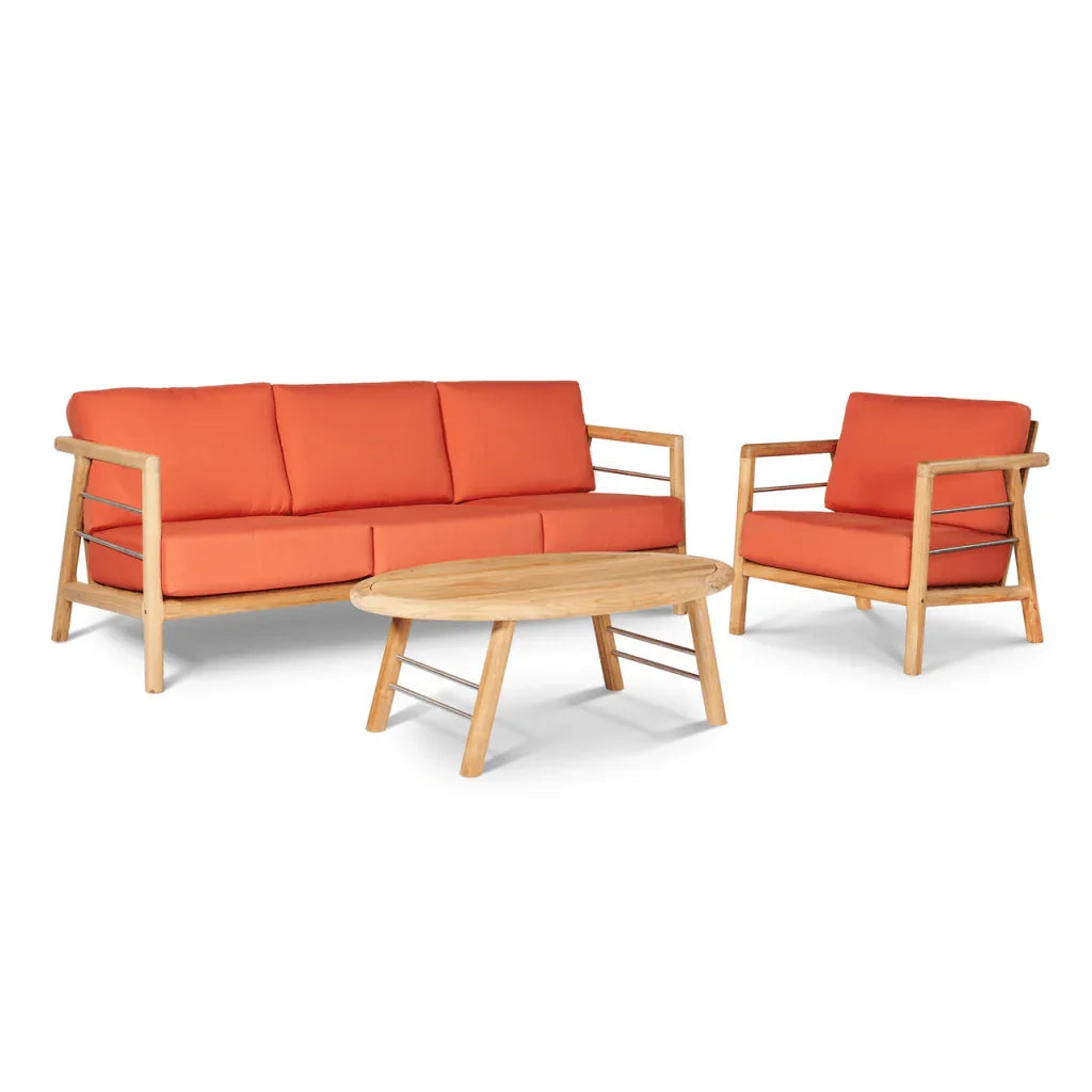 HiTeak Aalto Teak Patio Deep Sofa Set with Sunbrella 4PC