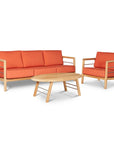 HiTeak Aalto Teak Patio Deep Sofa Set with Sunbrella 4PC