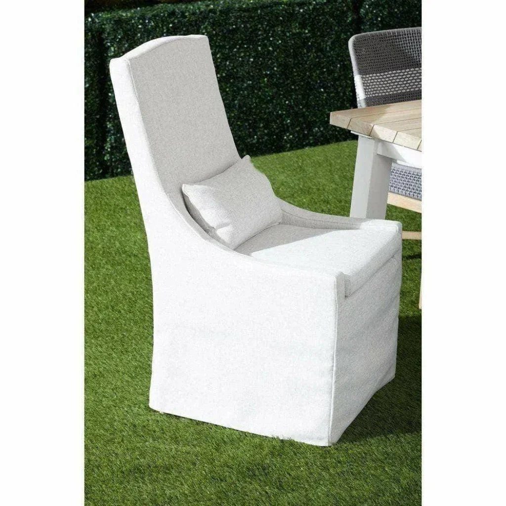 Adele Outdoor Slipcover Dining Chair Blanca Teak Wood-Outdoor Dining Chairs-Essentials For Living-LOOMLAN