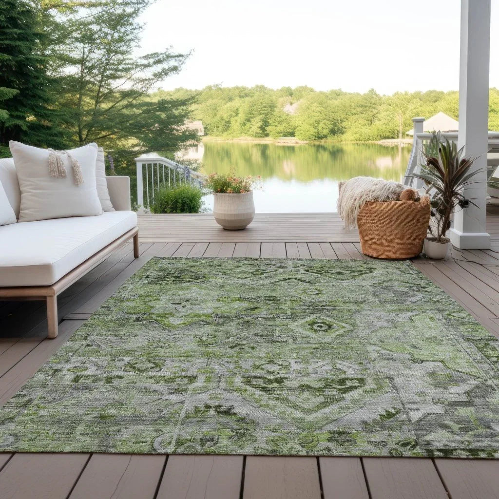 Aelain Aloe Washable Indoor - Outdoor Rug - LOOMLAN - LOOMLAN Rugs - Outdoor Rugs