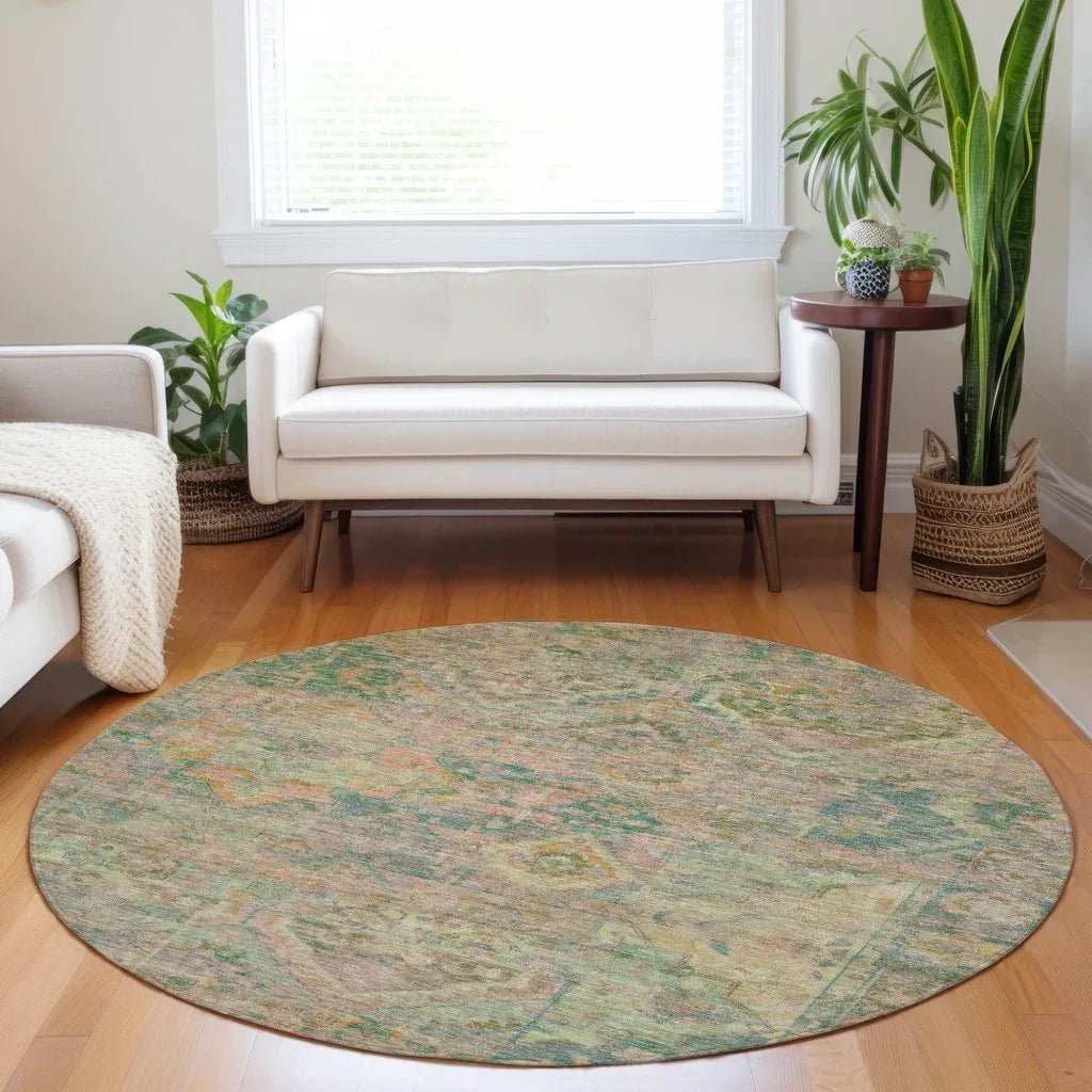 Aelain Green Washable Indoor - Outdoor Rug - LOOMLAN - LOOMLAN Rugs - Outdoor Rugs