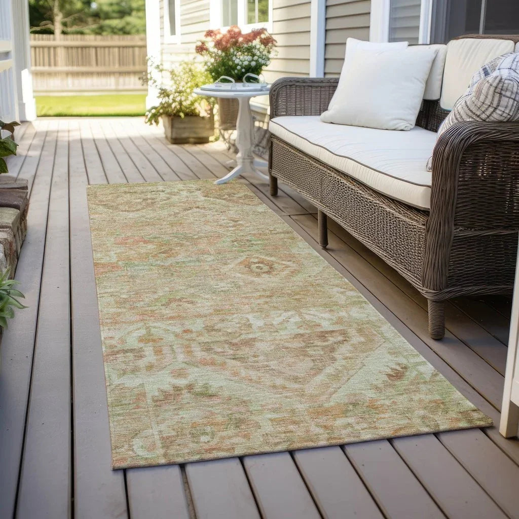 Aelain Orange Washable Indoor - Outdoor Rug - LOOMLAN - LOOMLAN Rugs - Outdoor Rugs