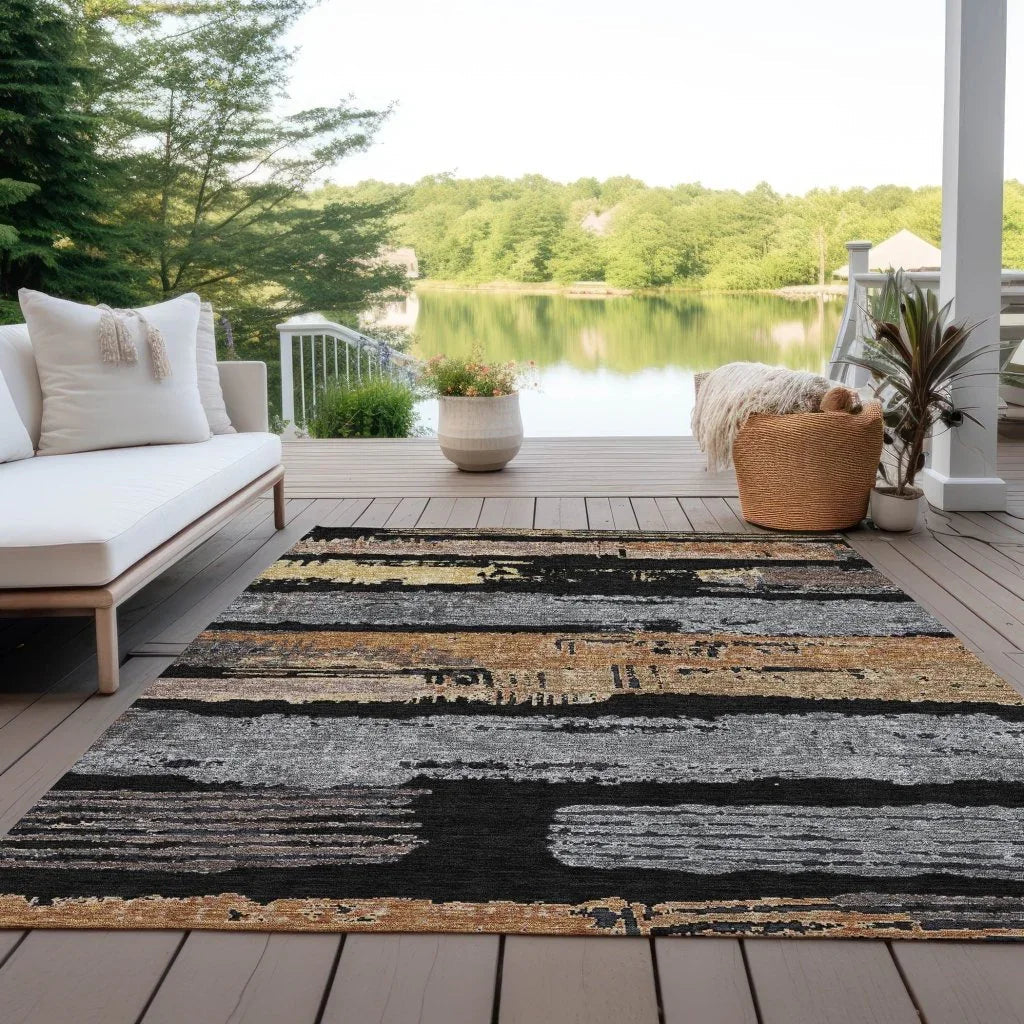 Aelaris Black Washable Indoor - Outdoor Rug - LOOMLAN - LOOMLAN Rugs - Outdoor Rugs