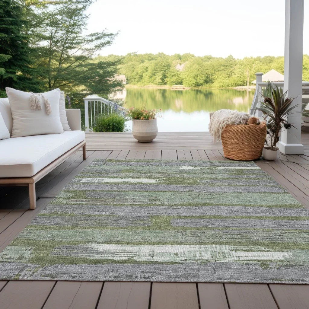 Aelaris Green Washable Indoor - Outdoor Rug - LOOMLAN - LOOMLAN Rugs - Outdoor Rugs