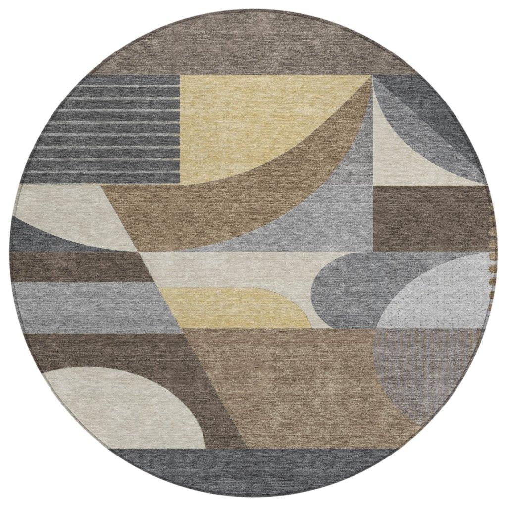 Aeleth Brown Washable Indoor - Outdoor Rug - LOOMLAN - LOOMLAN Rugs - Outdoor Rugs