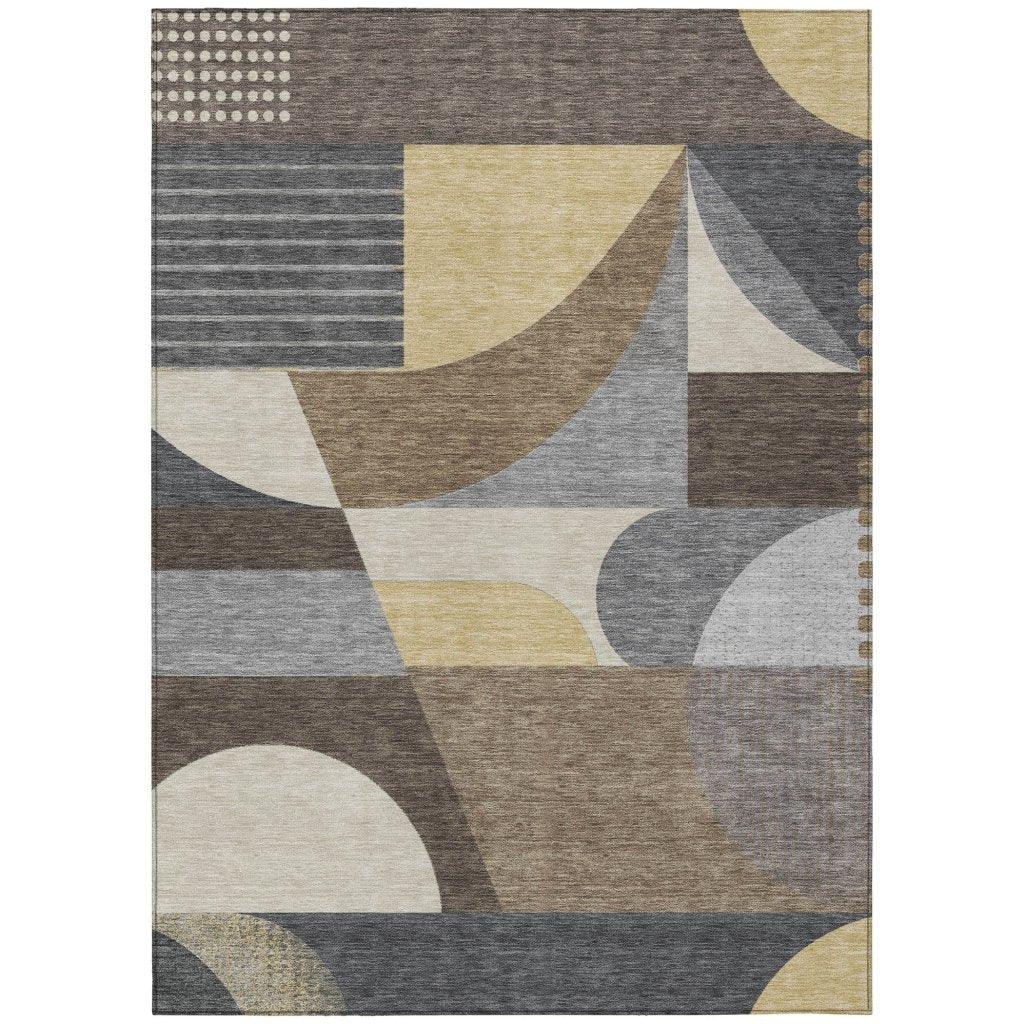 Aeleth Brown Washable Indoor - Outdoor Rug - LOOMLAN - LOOMLAN Rugs - Outdoor Rugs