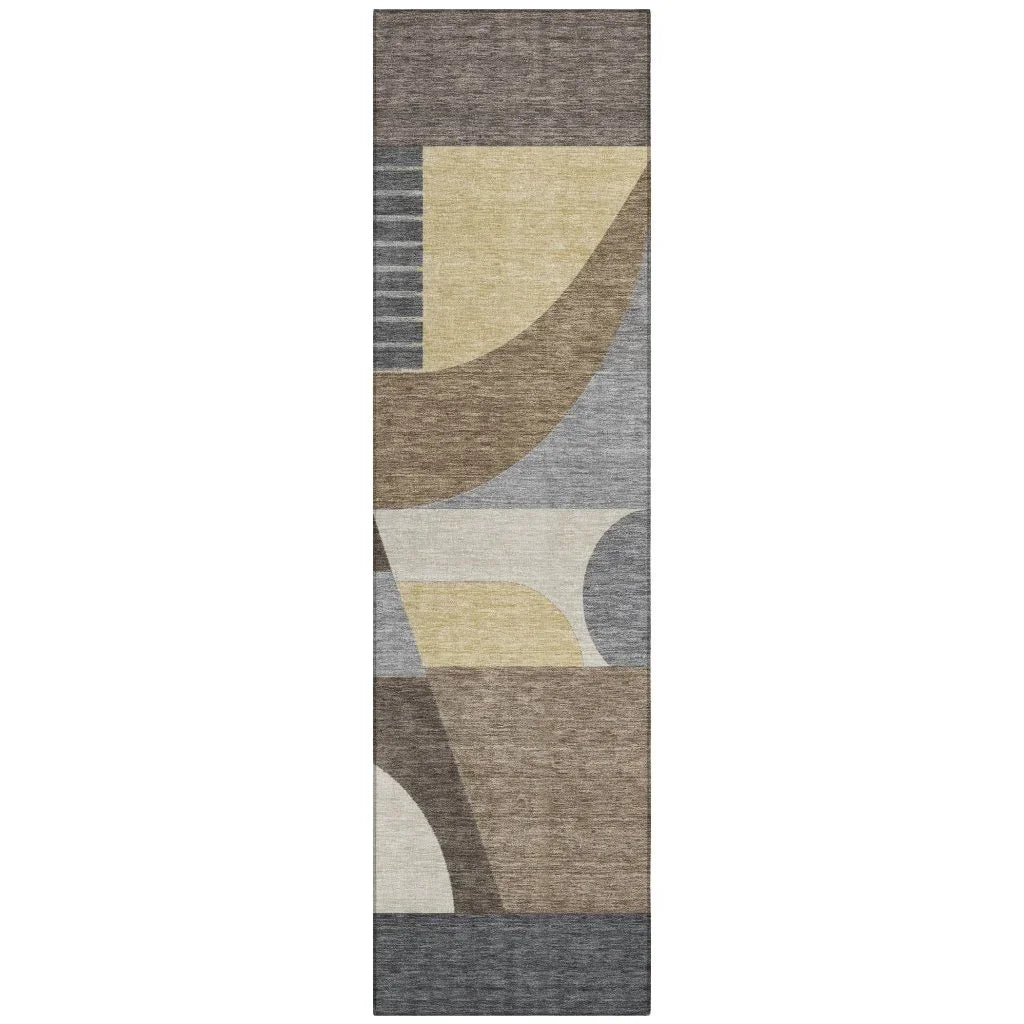 Aeleth Brown Washable Indoor - Outdoor Rug - LOOMLAN - LOOMLAN Rugs - Outdoor Rugs