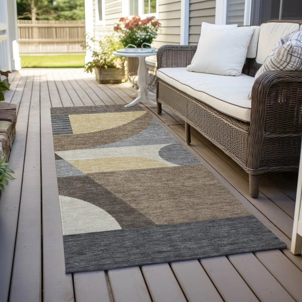 Aeleth Brown Washable Indoor - Outdoor Rug - LOOMLAN - LOOMLAN Rugs - Outdoor Rugs