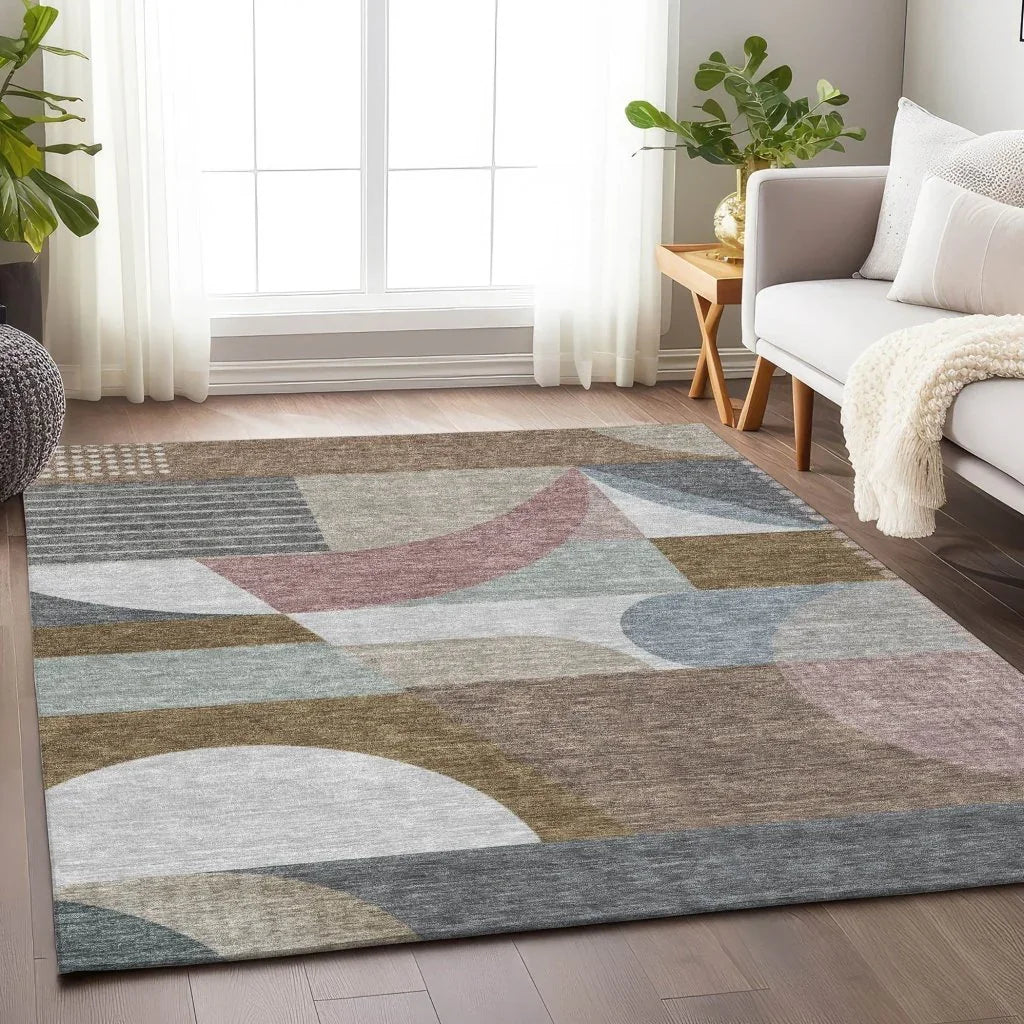 Aeleth Mocha Washable Indoor - Outdoor Rug - LOOMLAN - LOOMLAN Rugs - Outdoor Rugs