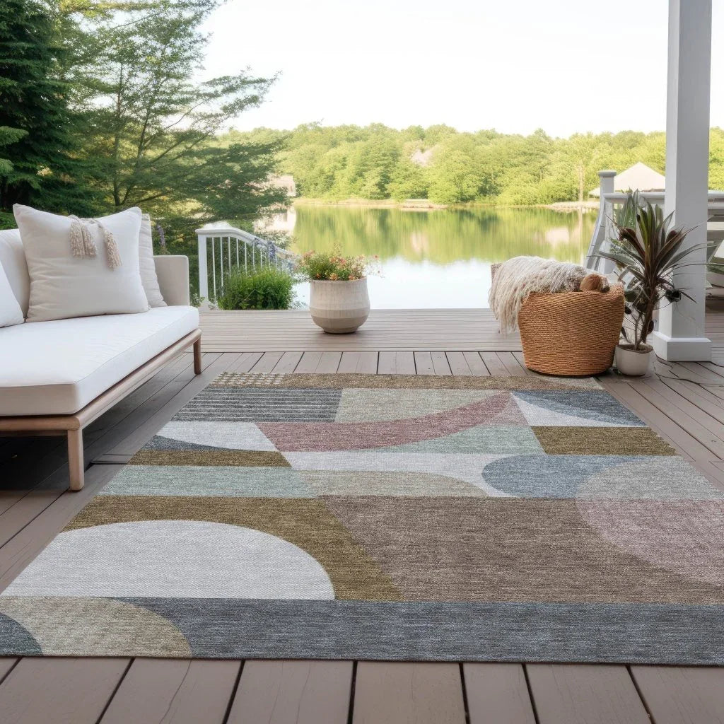 Aeleth Mocha Washable Indoor - Outdoor Rug - LOOMLAN - LOOMLAN Rugs - Outdoor Rugs