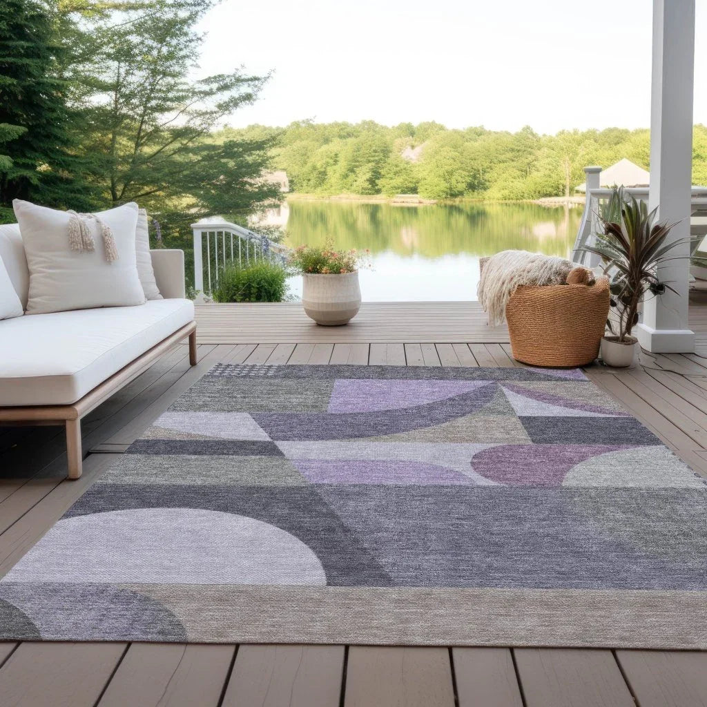 Aeleth Purple Washable Indoor - Outdoor Rug - LOOMLAN - LOOMLAN Rugs - Outdoor Rugs