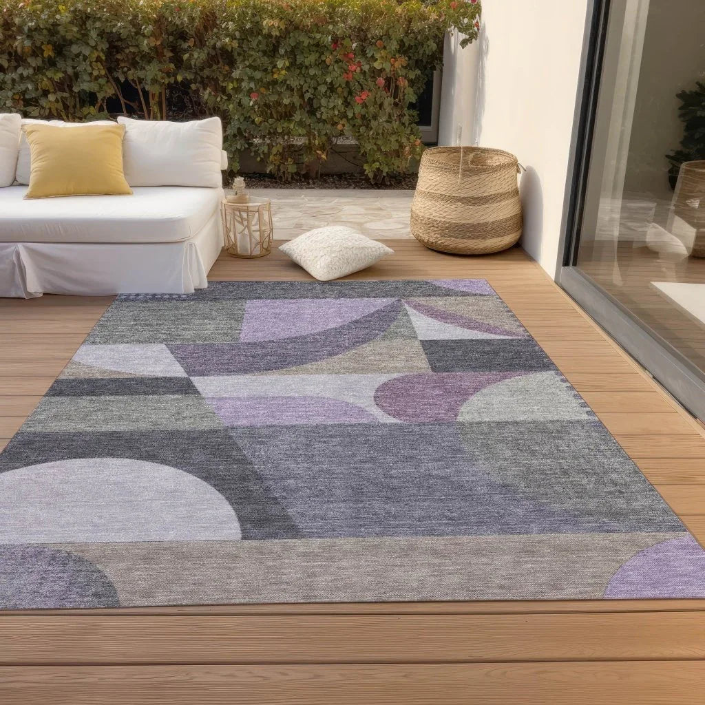 Aeleth Purple Washable Indoor - Outdoor Rug - LOOMLAN - LOOMLAN Rugs - Outdoor Rugs